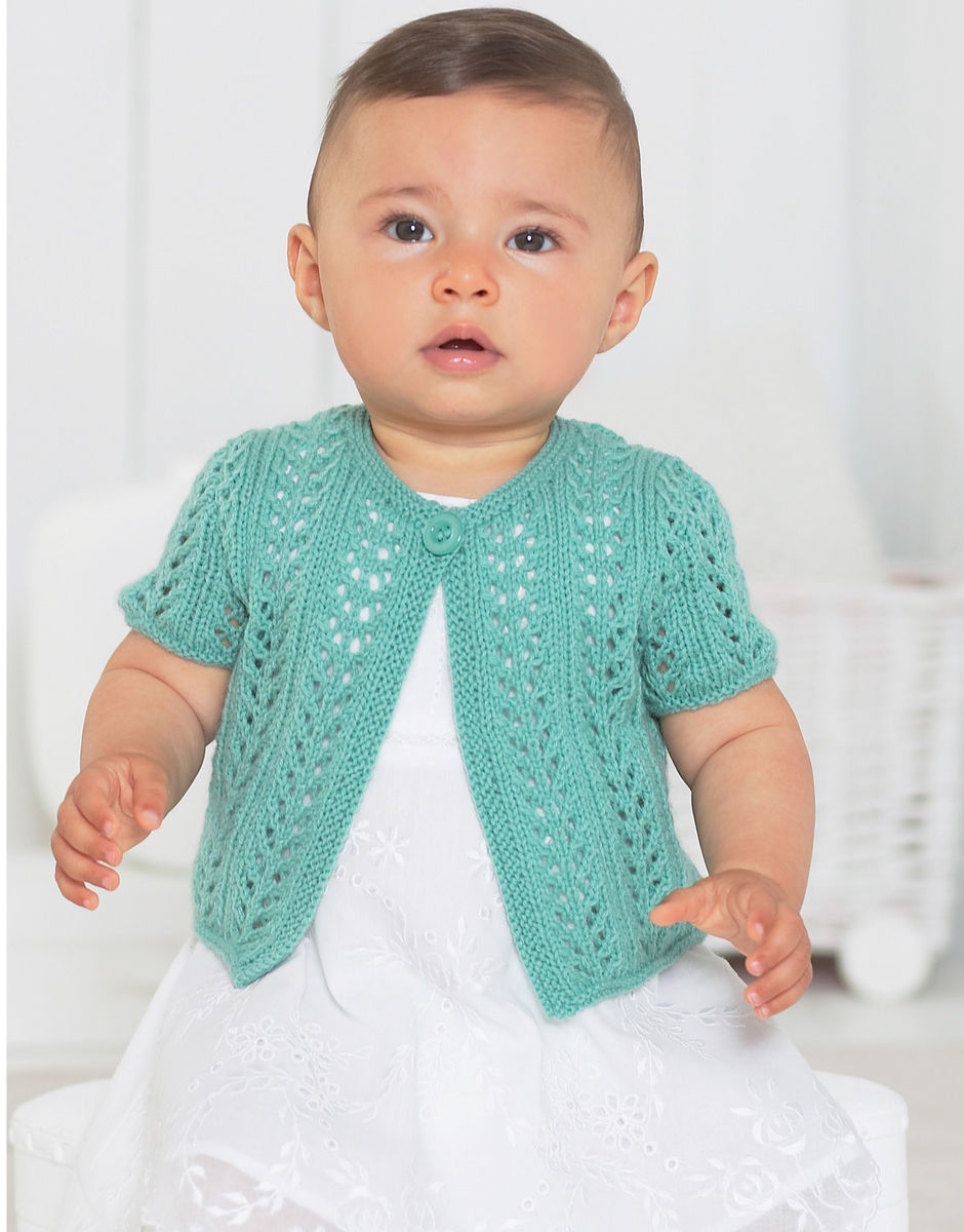 Girl s Short Long Sleeved Cardigan in Snuggly 4 Ply Sirdar