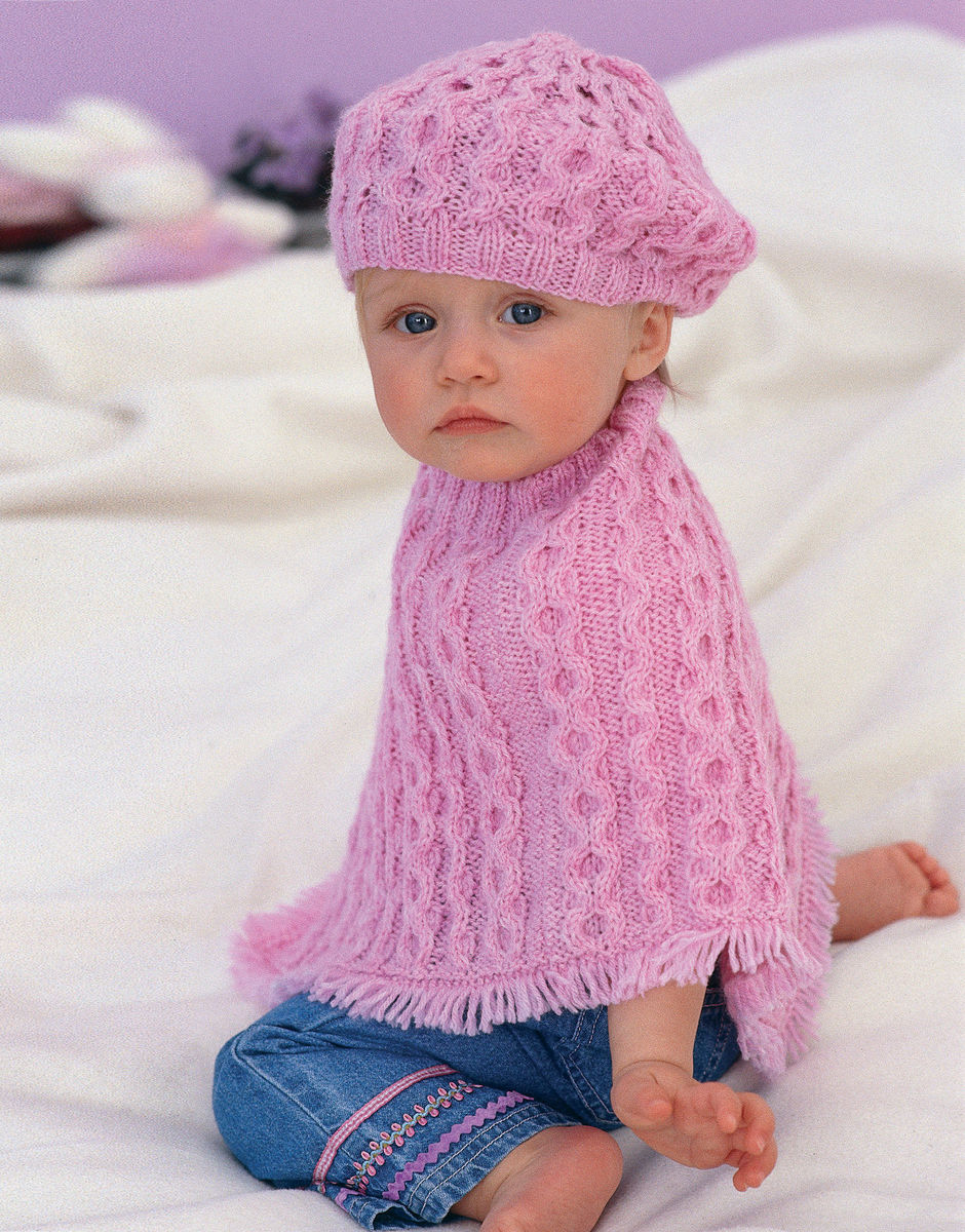 Baby Girl s Poncho Beret in Snuggly DK Sirdar