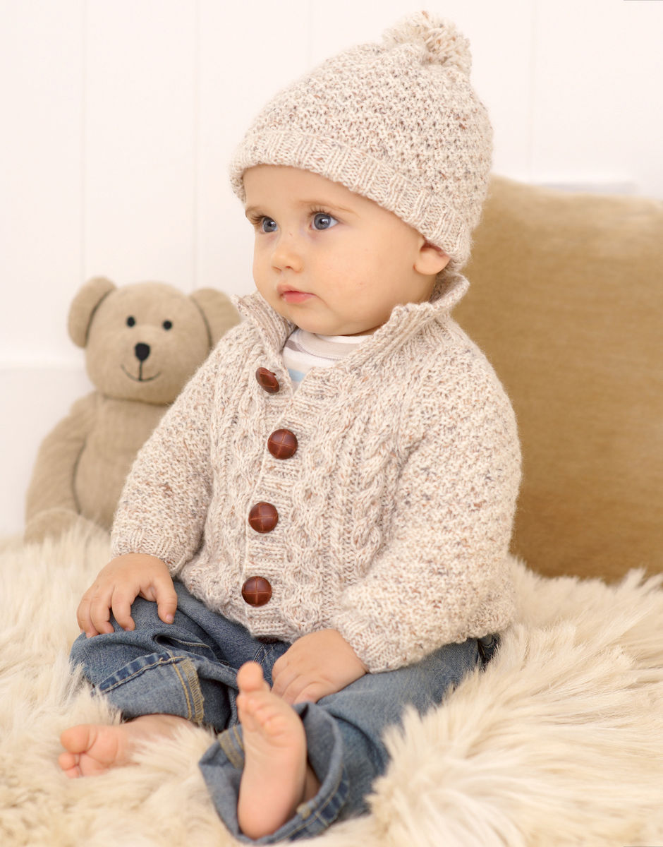 Baby Cabled Sweater, Jackets & Hat in Snuggly DK | Sirdar