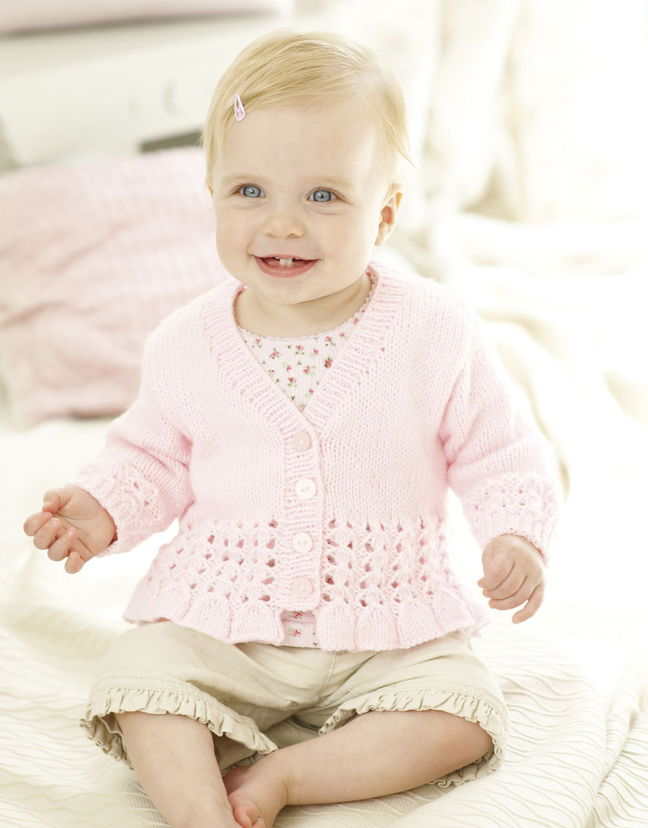 Baby Boy Girl White Fine Knit V-neck Occasion Cardigan Fancy Pattern 6-12-18-24m 