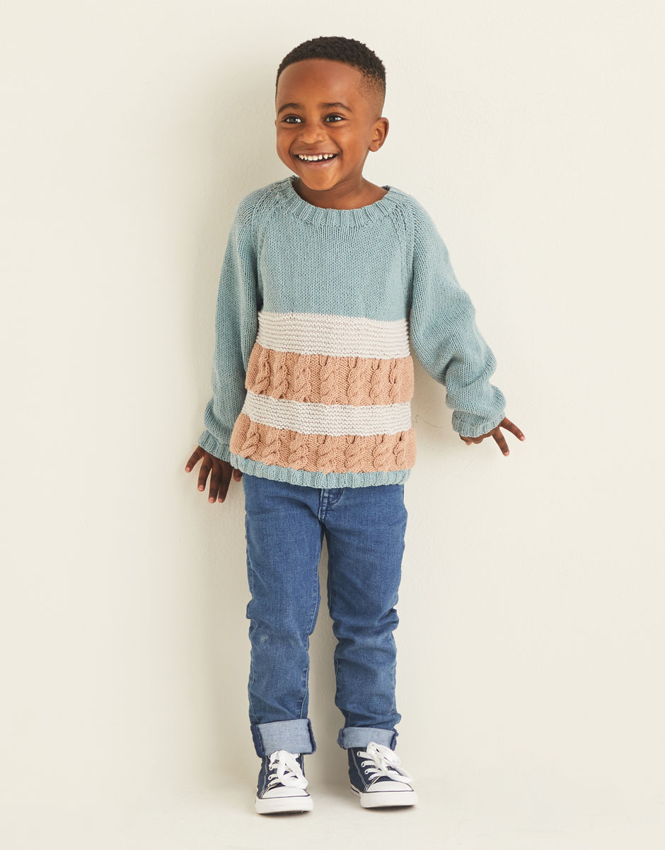 Kids Stitch & Stripes Sweater in Snuggly Replay DK | Sirdar