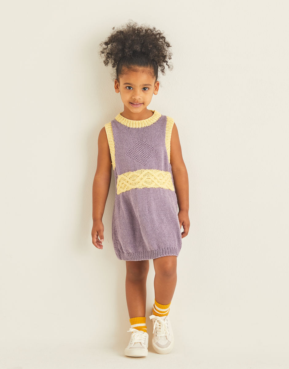 Kids Cable Sweater Dress in Snuggly Replay DK Sirdar