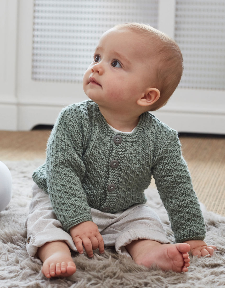 Baby Round Neck Cardigan in Snuggly Cashmere Merino Sirdar