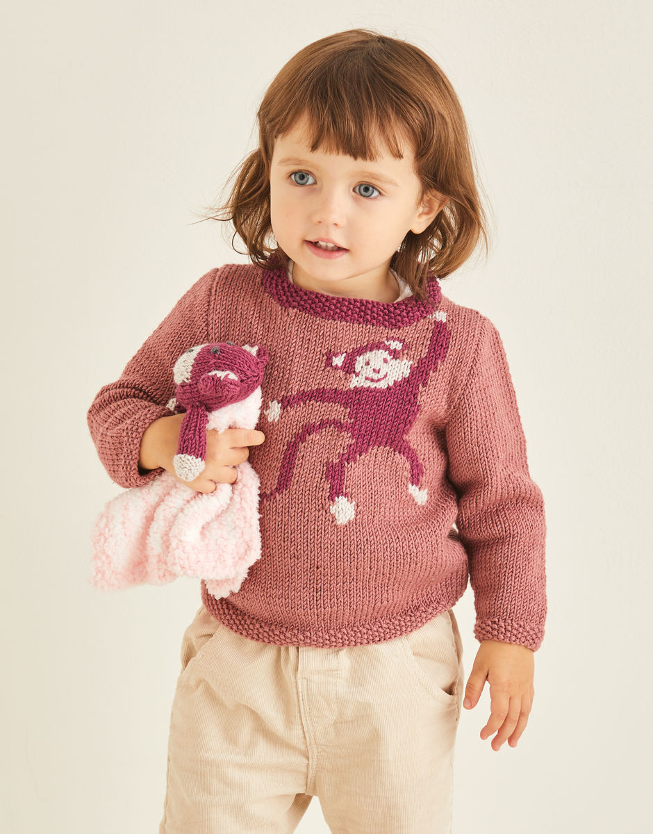 Monkey Sweater in Snuggly Cashmere Merino & Snuggly Bunny Sirdar