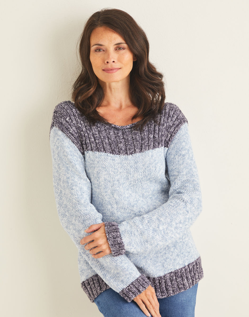 Boat Neck Sweater in Sirdar No 1 Stonewashed Aran | Sirdar