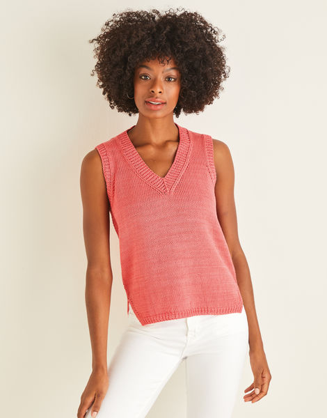 Split Hem Vest in Sirdar Cotton DK