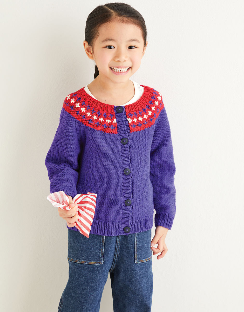 Kids Fairisle Star Cardigan in Snuggly Replay DK Sirdar