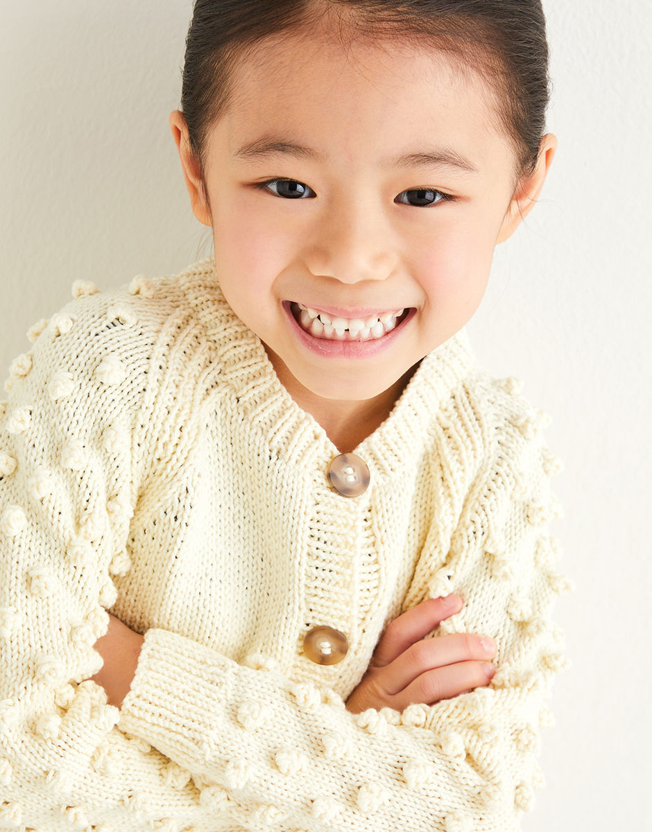 Kids Popcorn Stitch Cardigan in Snuggly Replay DK