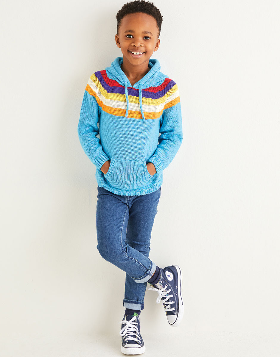 Kids Striped Hoodie in Snuggly Replay DK Sirdar