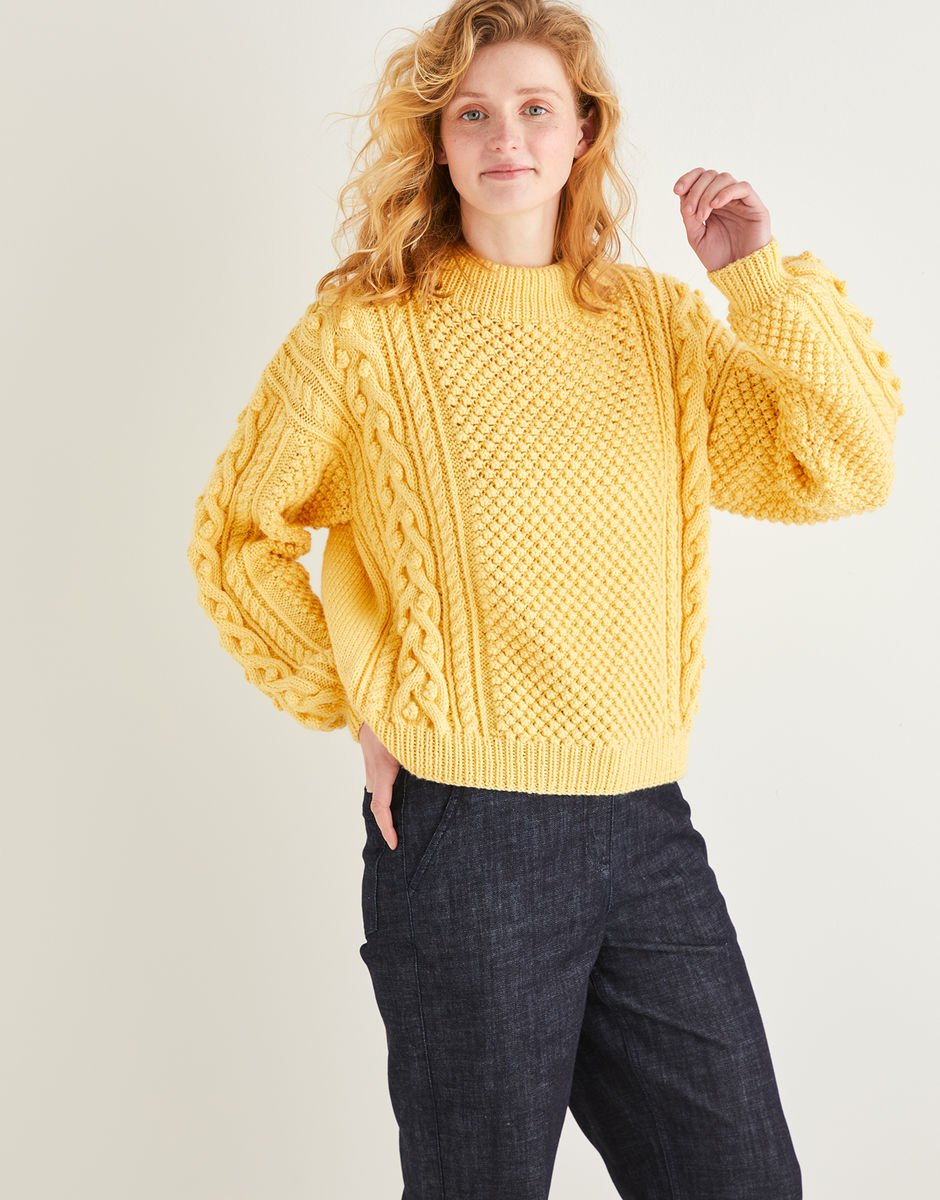Women's Bobble Detail Cable Stitch Sweater in Sirdar Country
