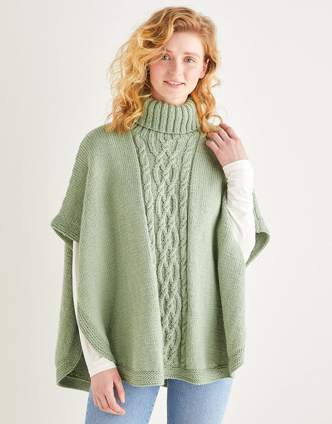 Women’s Roll Neck Poncho in Sirdar Country Classic Worsted 