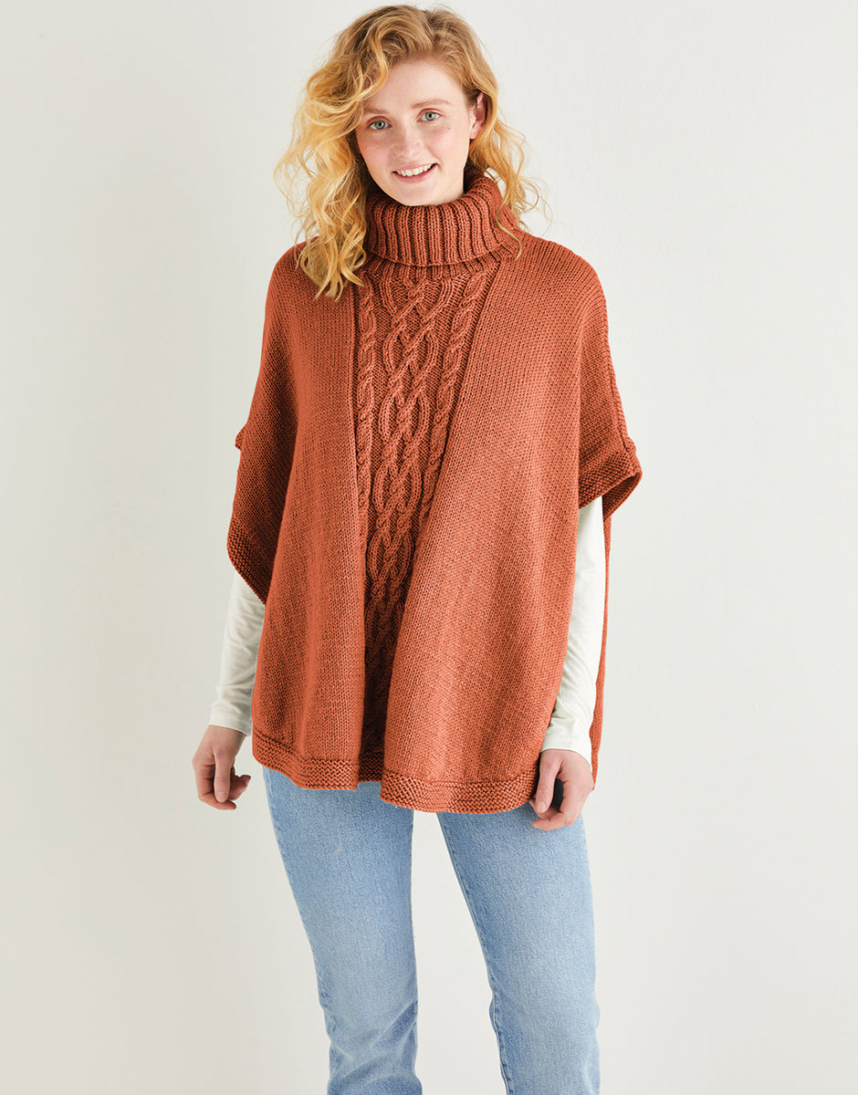 Women's Roll Neck Poncho in Sirdar Country Classic Worsted