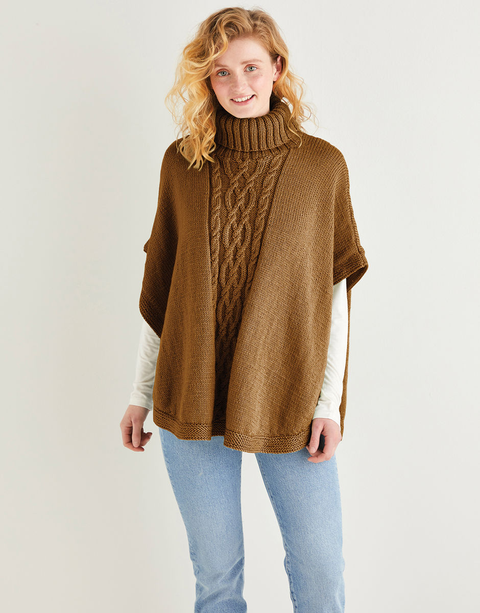 Roll Neck Poncho 10148 pattern by Sirdar