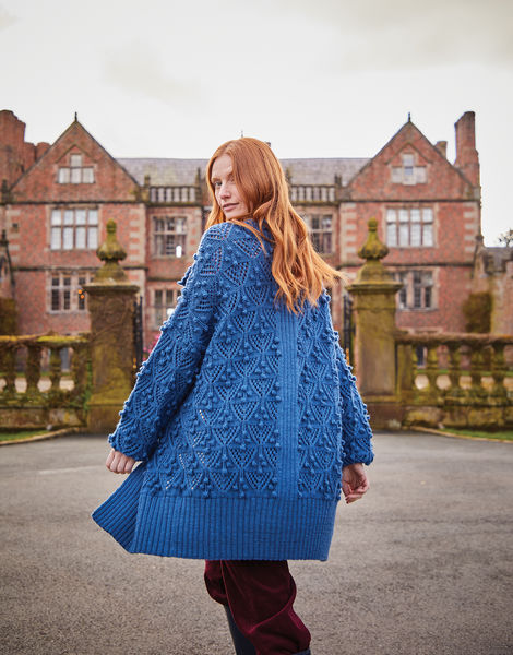 Women’s Longline Textured Bobble Detail Cardigan in Sirdar Country Classic Worsted 