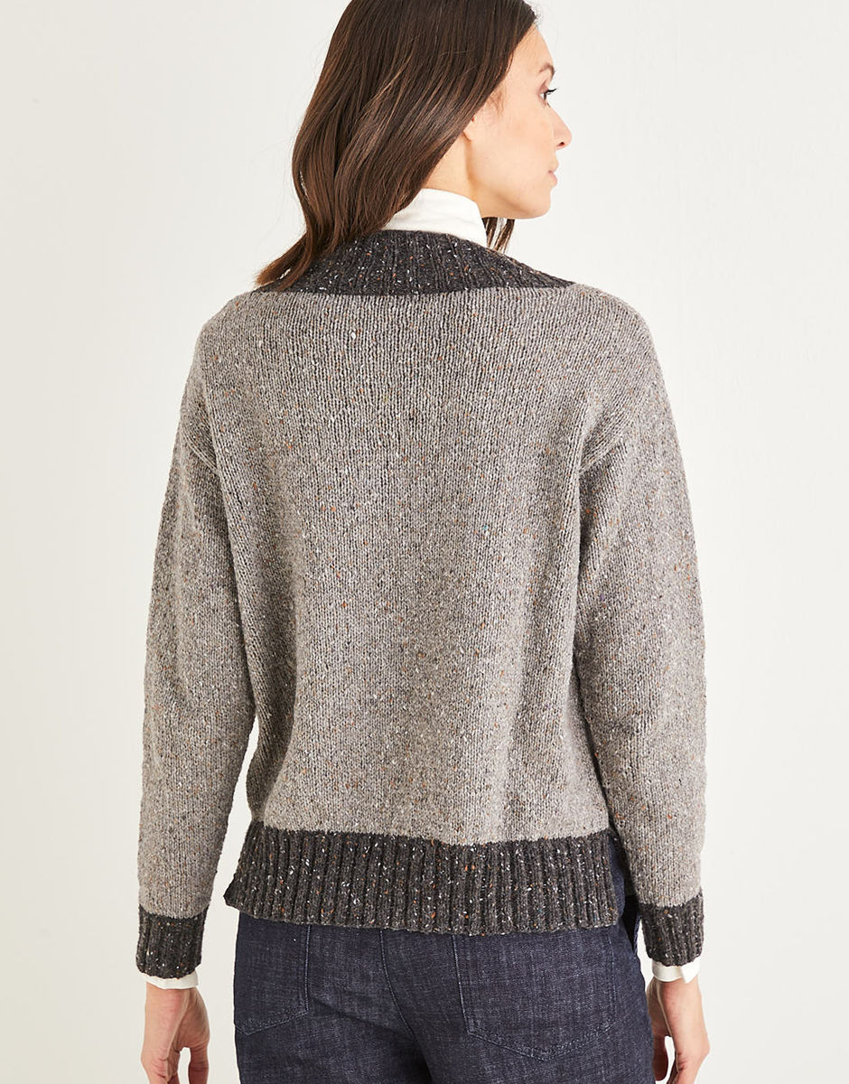 Women’s Crossover Detail V-neck Sweater in Sirdar Haworth Tweed | Sirdar