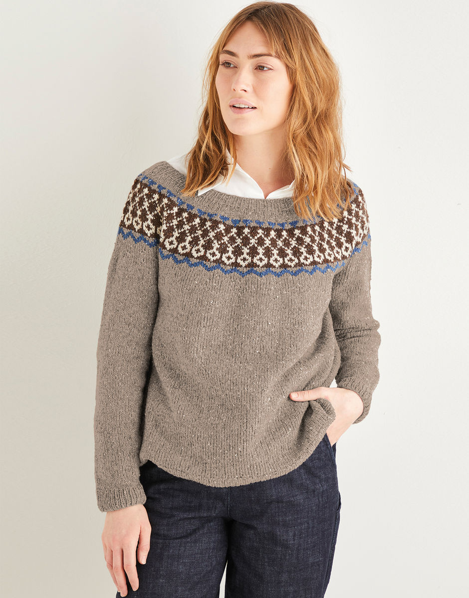 Women's Fairisle Yoke Sweater in Sirdar Haworth Tweed