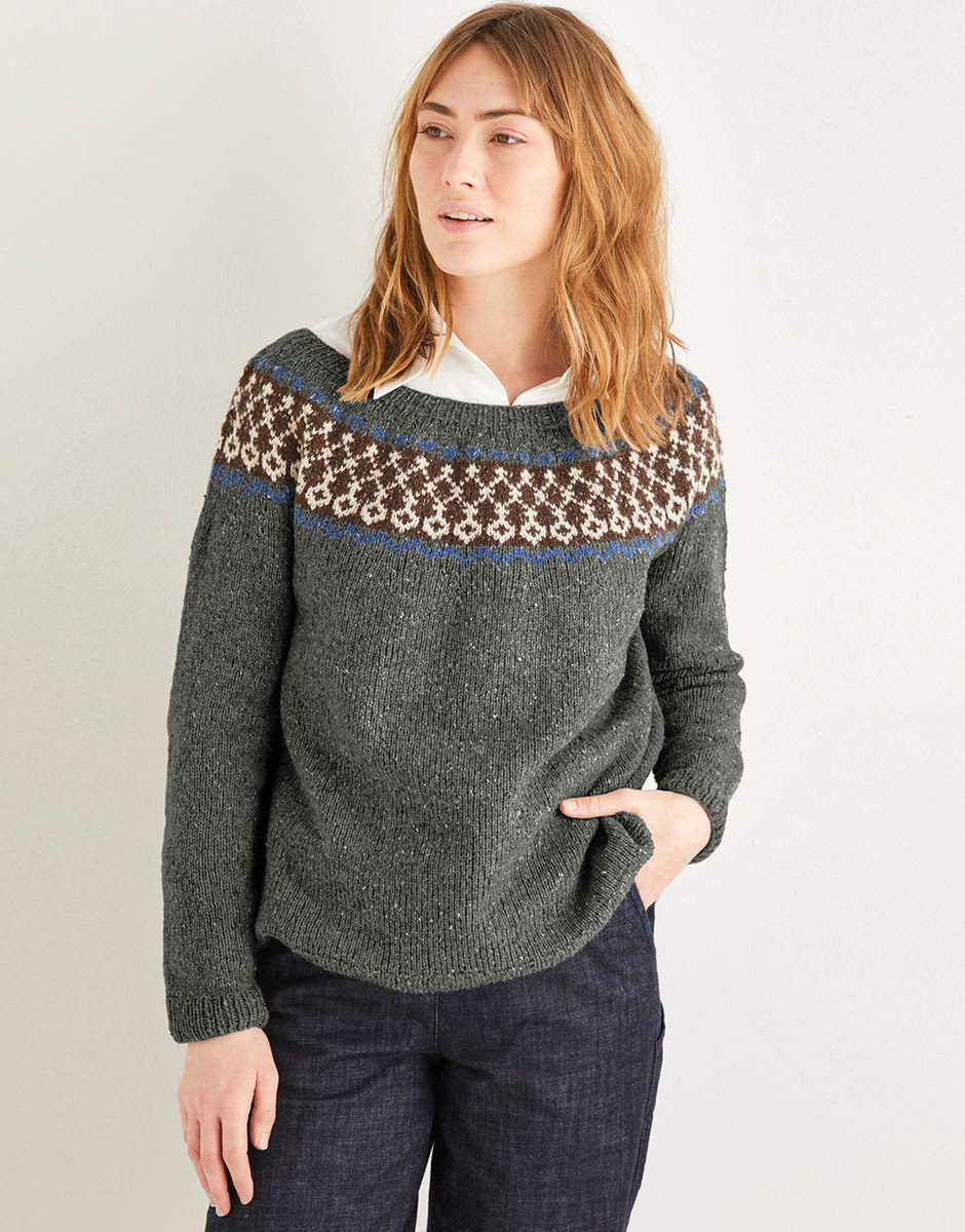 Women's Fairisle Yoke Sweater in Sirdar Haworth Tweed