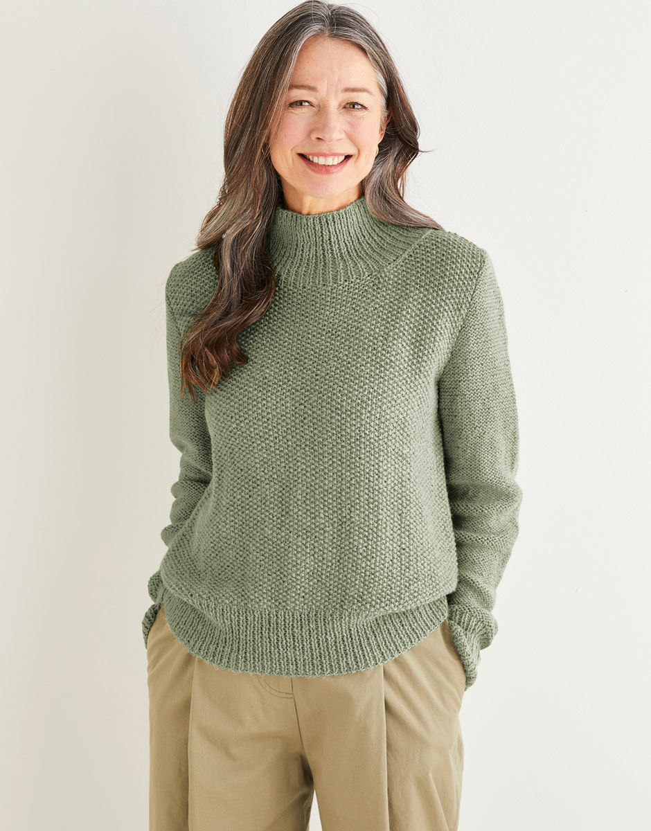 Women s Funnel Neck Moss Stitch Sweater in Sirdar Saltaire Sirdar