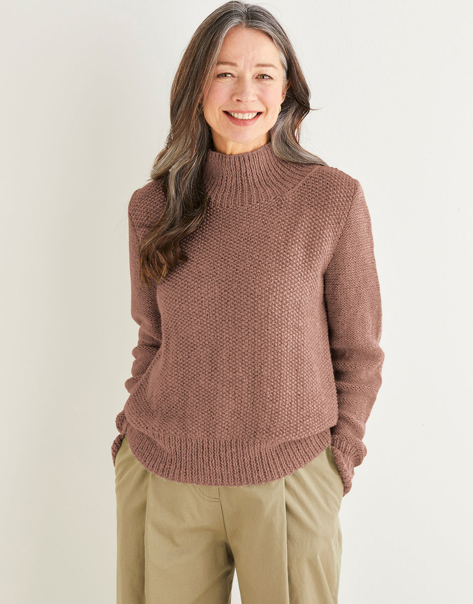 Women s Funnel Neck Moss Stitch Sweater in Sirdar Saltaire Sirdar