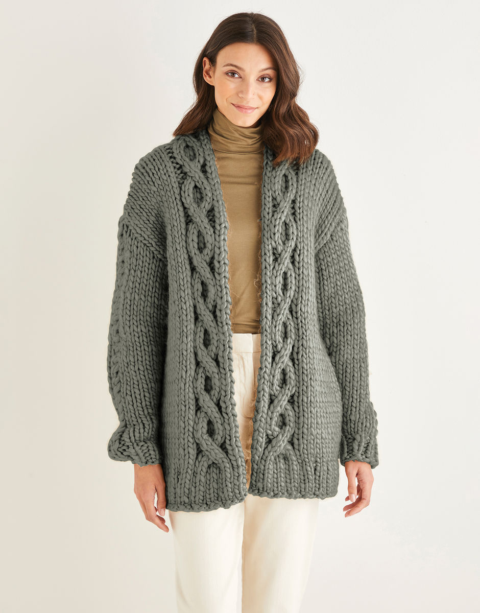 Back Cable Panel Cardigan in Sirdar Adventure | Sirdar