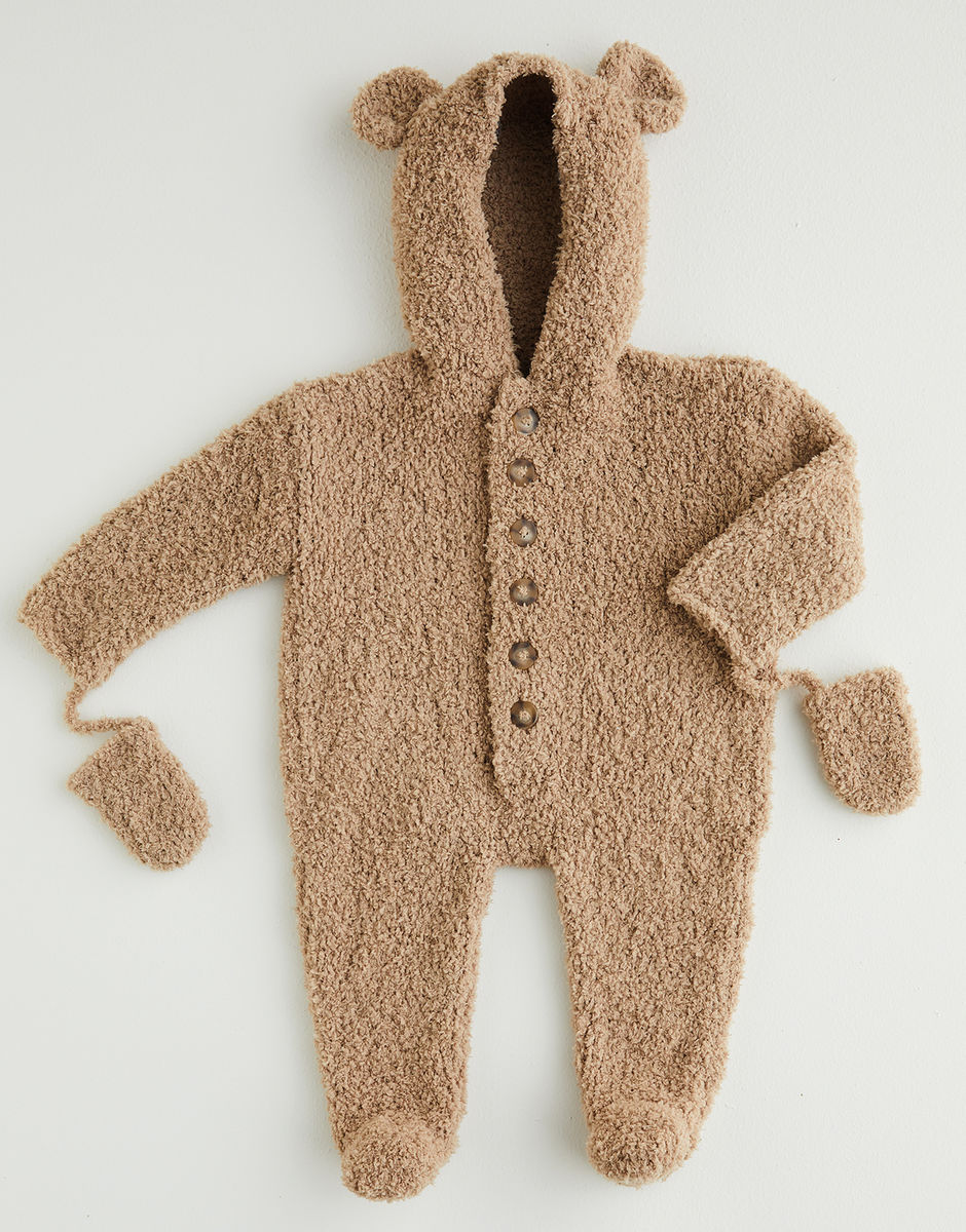 Teddy Bear Romper in Snuggly Snowflake Chunky Sirdar