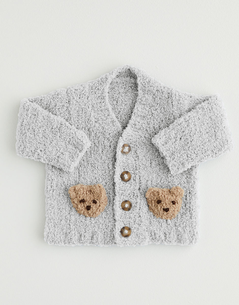 Teddy Bear Cardigans in Snuggly Snowflake Chunky Sirdar