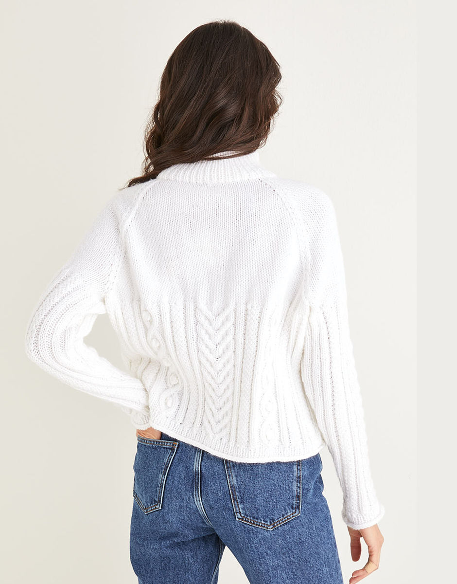 Cabled Roll Neck Sweater in Hayfield Bonus Aran with Wool | Sirdar