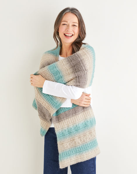 Long Textured Wrap Shawl in Sirdar Shawlie