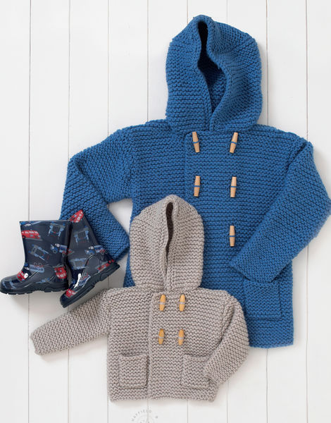 Hooded Duffle Coat in Hayfield Baby Chunky