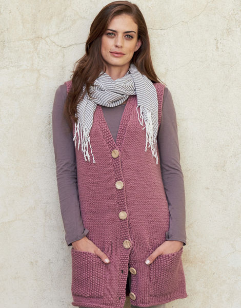 Longline Waistcoat in Hayfield Chunky with Wool