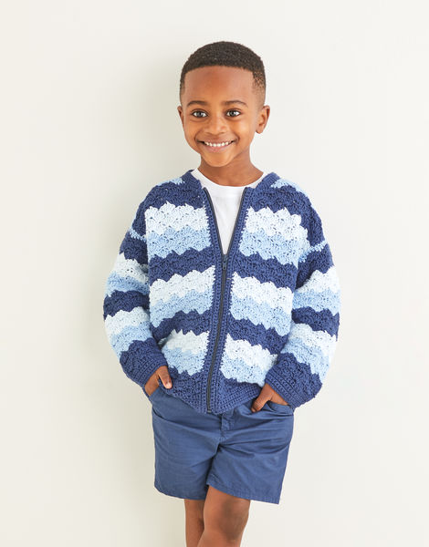 Crochet Wave Stitch Jacket in Snuggly 100% Cotton DK