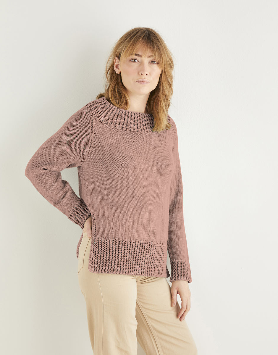 Pale Blue Snowflake, Wool Cotton Relaxed Split Hem Jumper