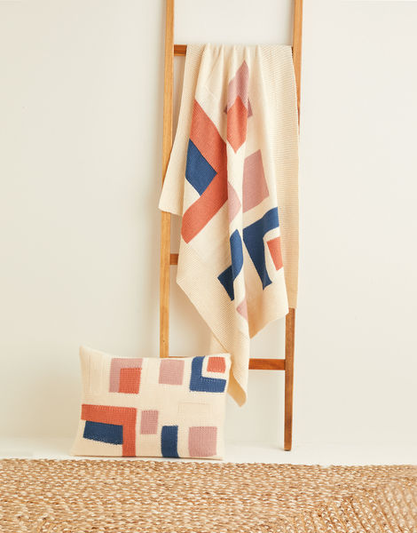 Geometric Shapes Blanket & Cushion in Sirdar Country Classic Worsted