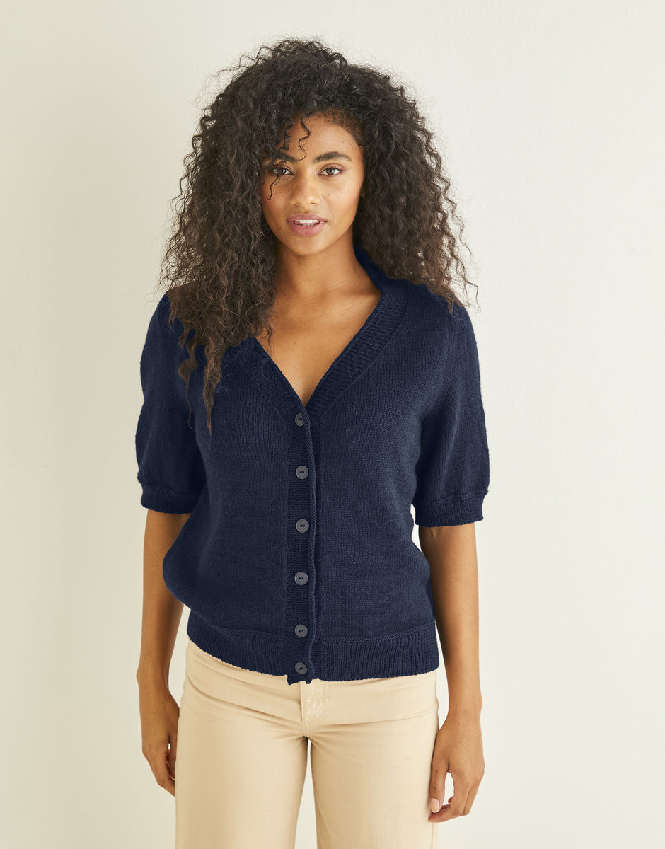 V-Neck Short Sleeved Cardigan in Sirdar Country Classic 4 Ply | Sirdar