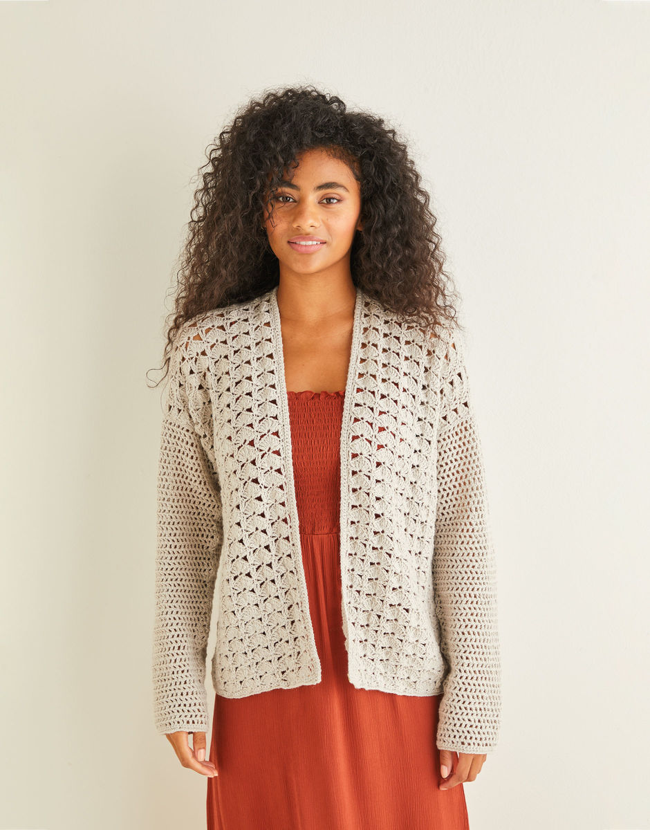 Peacock Stitch Crochet Cardigan in Sirdar Country Classic 4 Ply | Sirdar