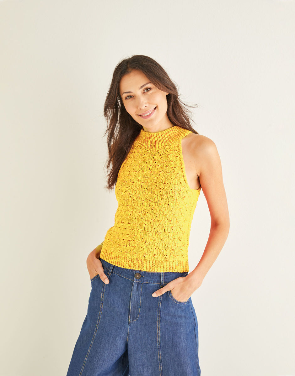 Halter Neck Tank Top in Sirdar Cotton DK