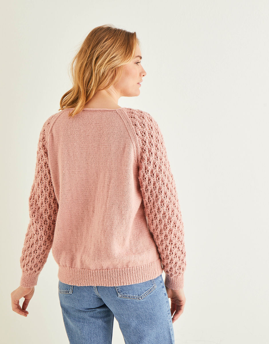Rose Lace Sleeved Sweater in Hayfield Bonus DK | Sirdar