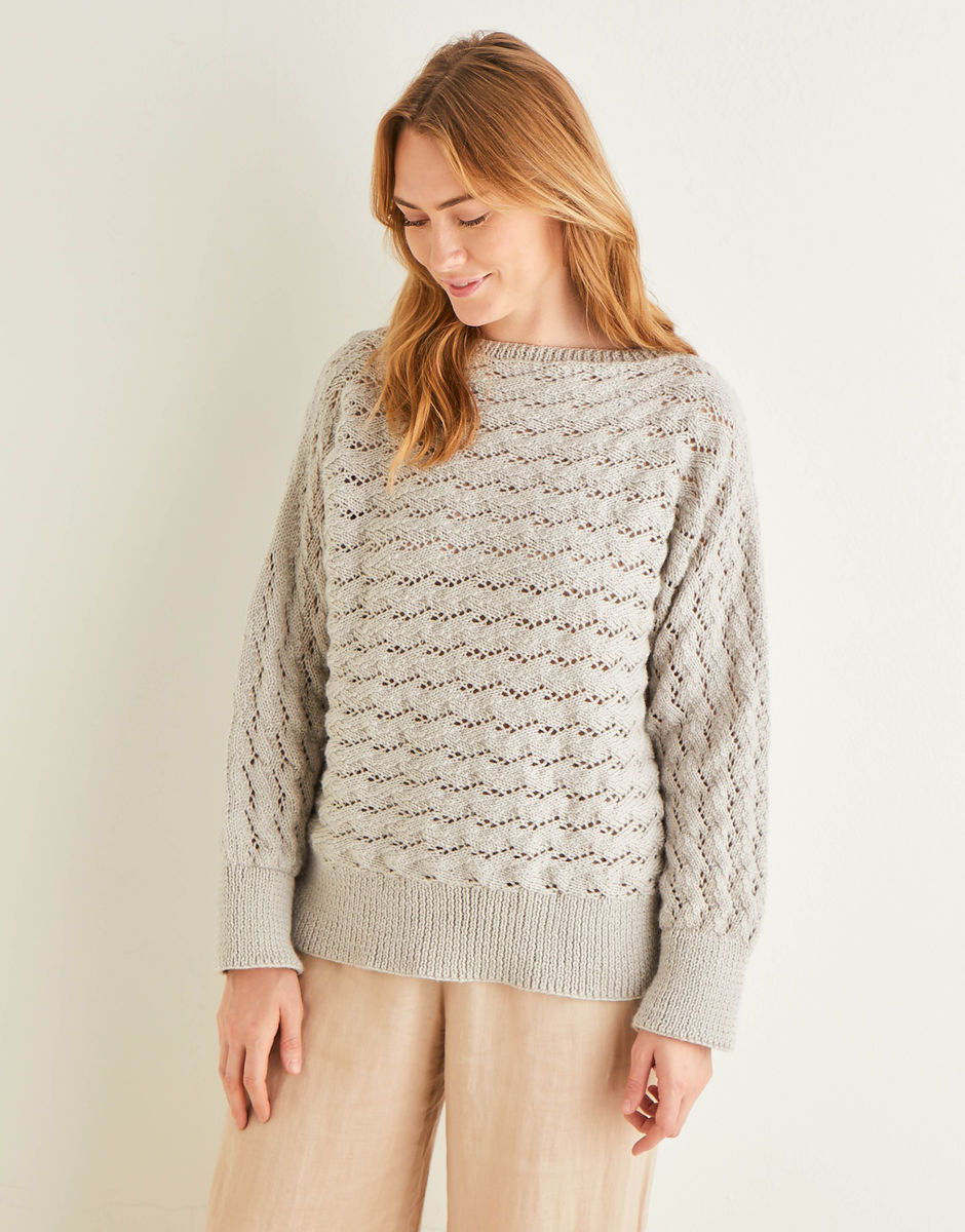 Side-To-Side Lace Sweater in Hayfield Bonus DK | Sirdar