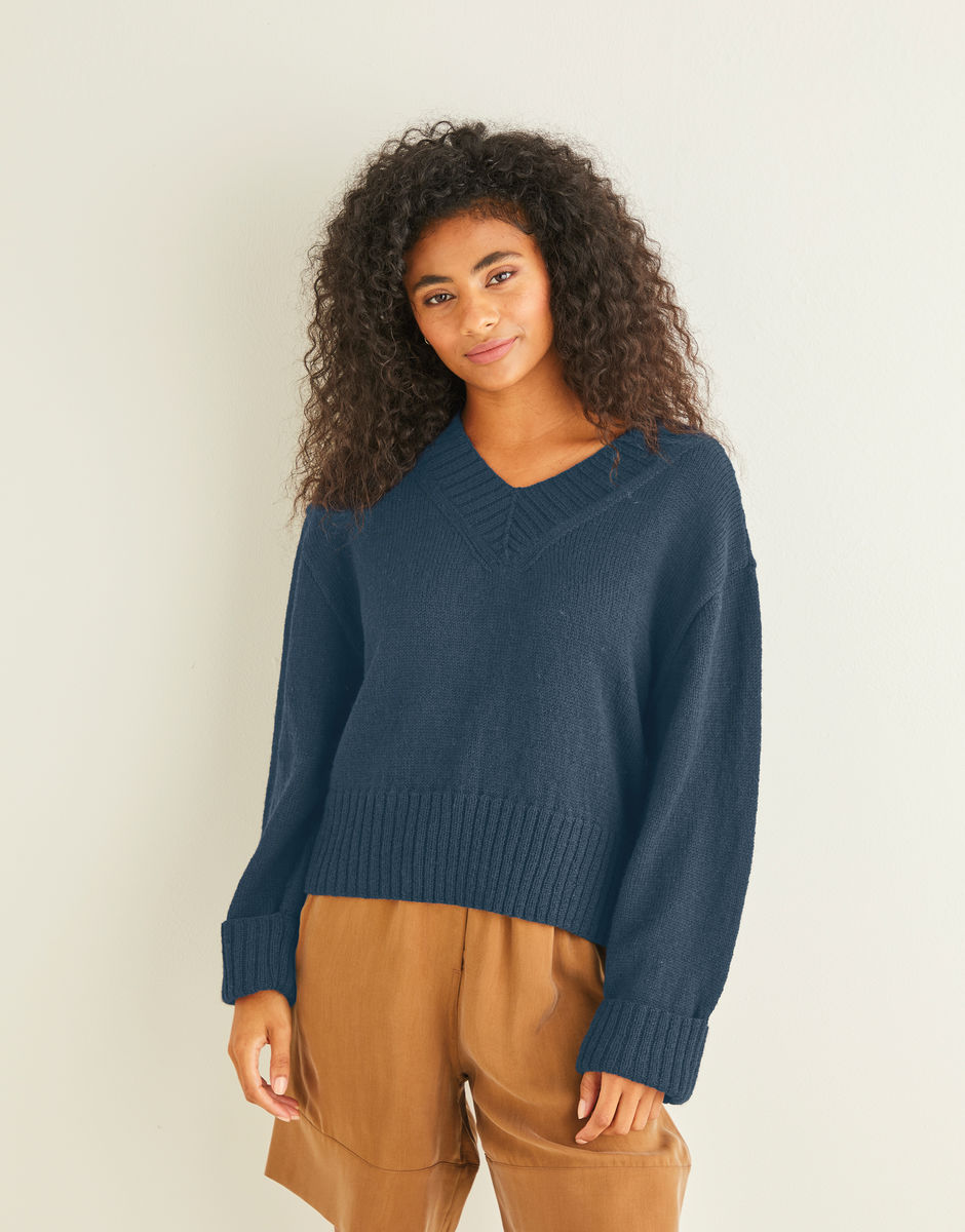 Boxy V Neck Sweater in Sirdar Country Classic 4 Ply | Sirdar