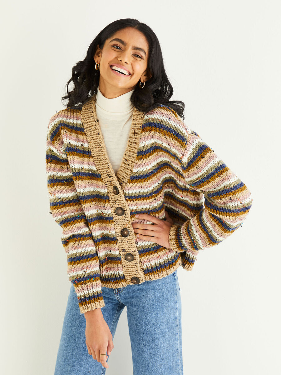 Striped knit cardigan sale