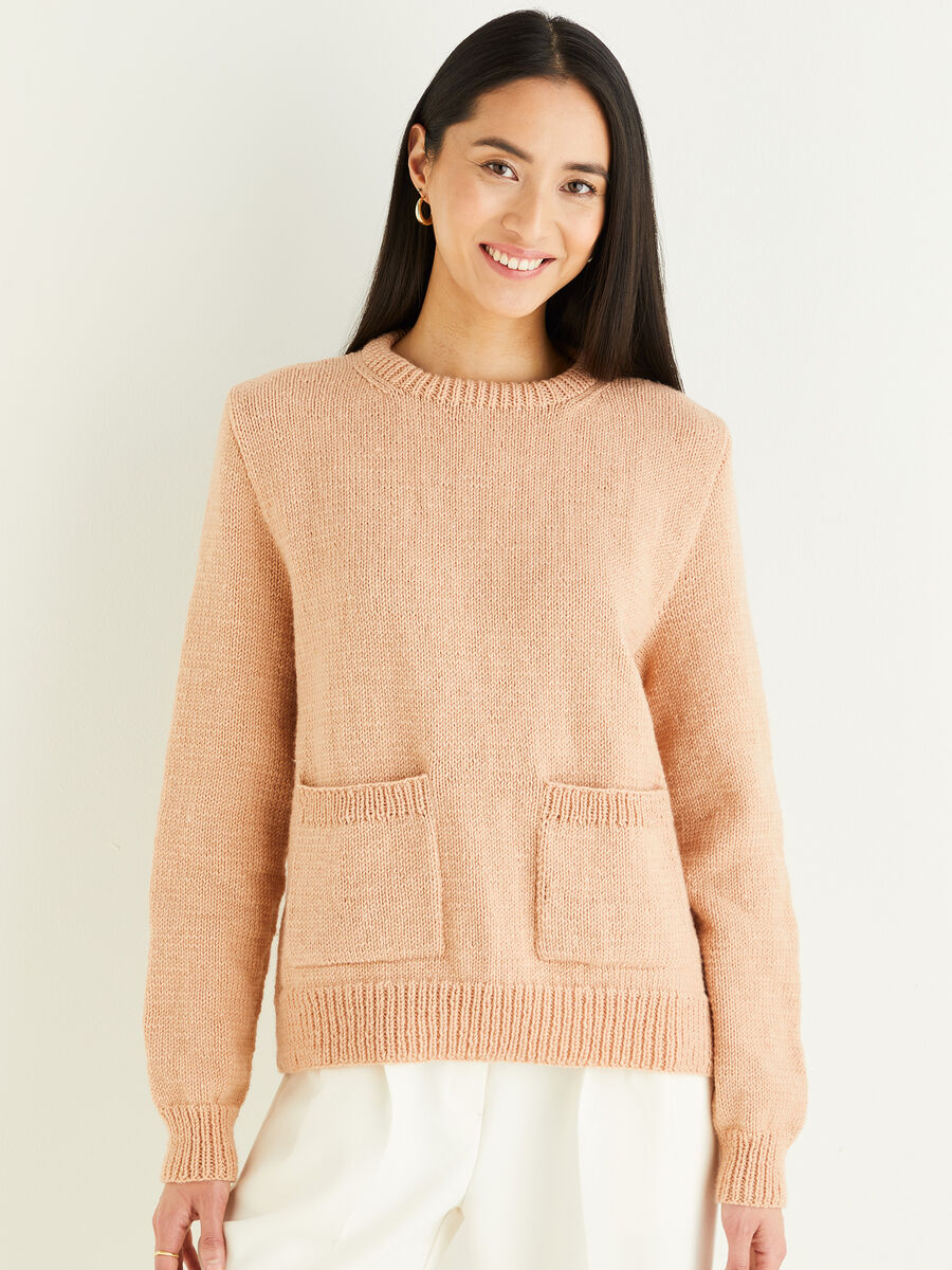 Pocket Crew Neck Sweater in Hayfield Soft Twist