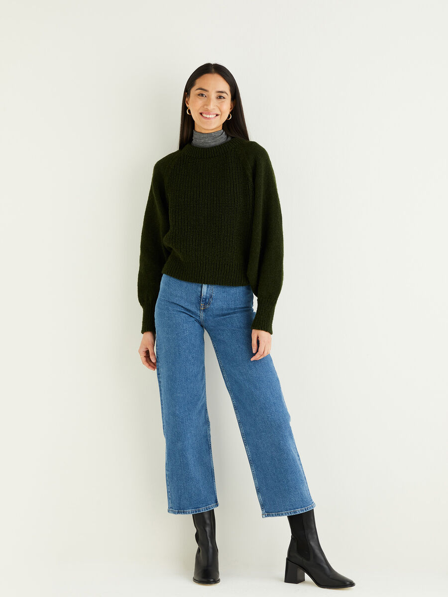 Balloon Sleeve Crop Sweater