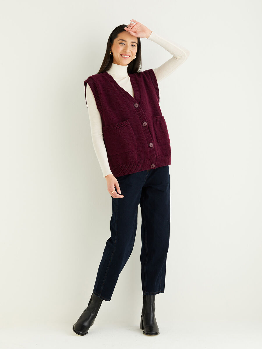 Button Down Pocket Vest in Hayfield Soft Twist | Sirdar