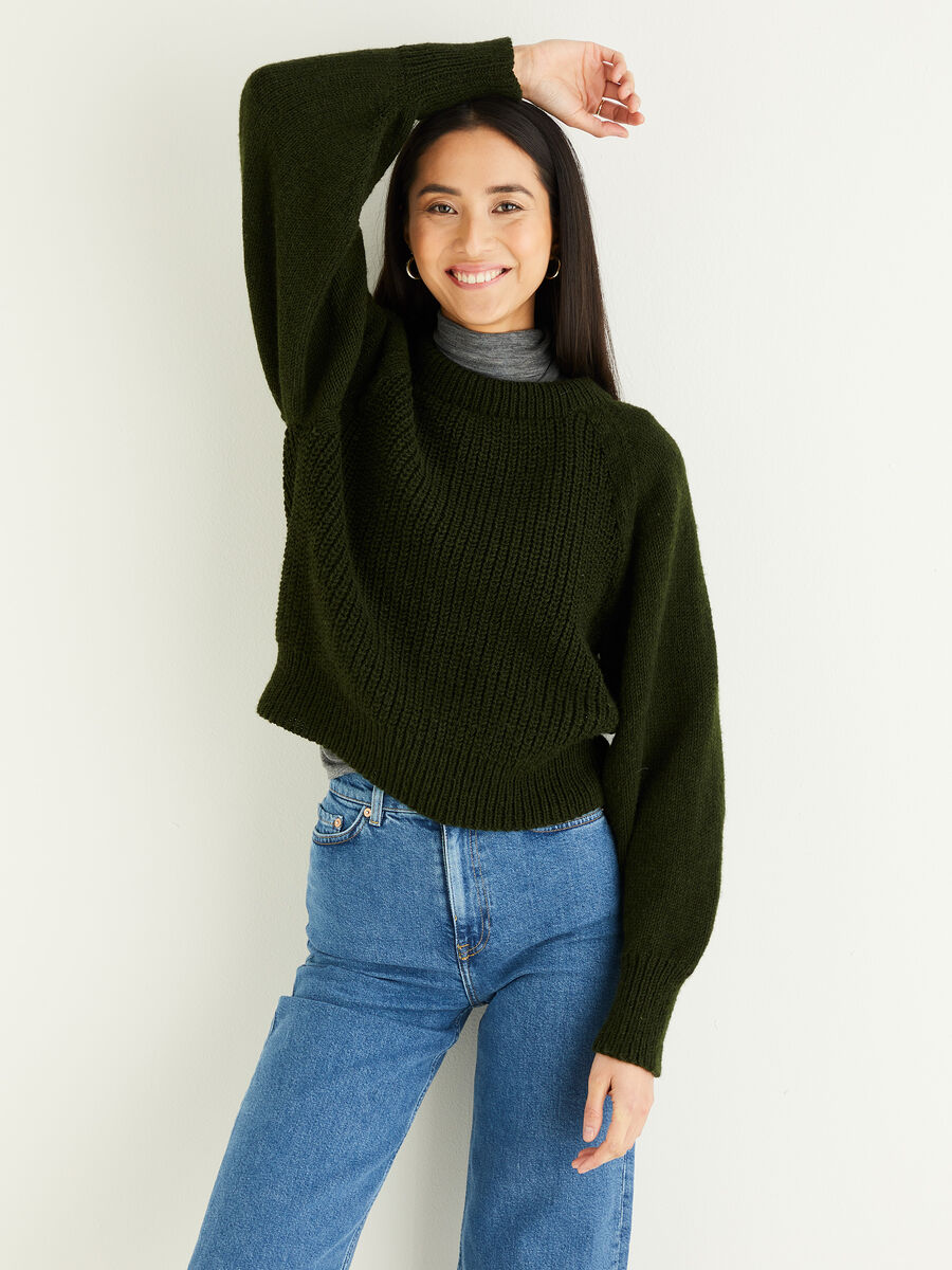 Balloon Sleeve Crop Sweater in Hayfield Soft Twist | Sirdar