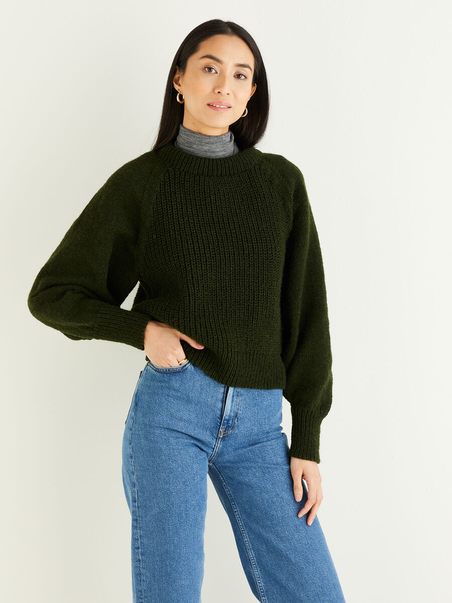 Balloon Sleeve Crop Sweater in Hayfield Soft Twist | Sirdar