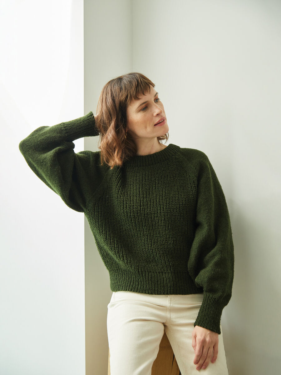 Balloon Sleeve Crop Sweater in Hayfield Soft Twist | Sirdar