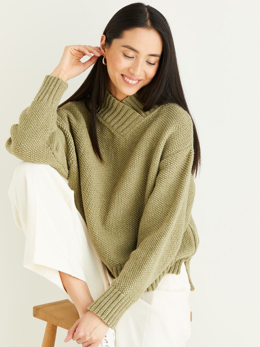 Shawl Collar Sweater in Hayfield Soft Twist | Sirdar