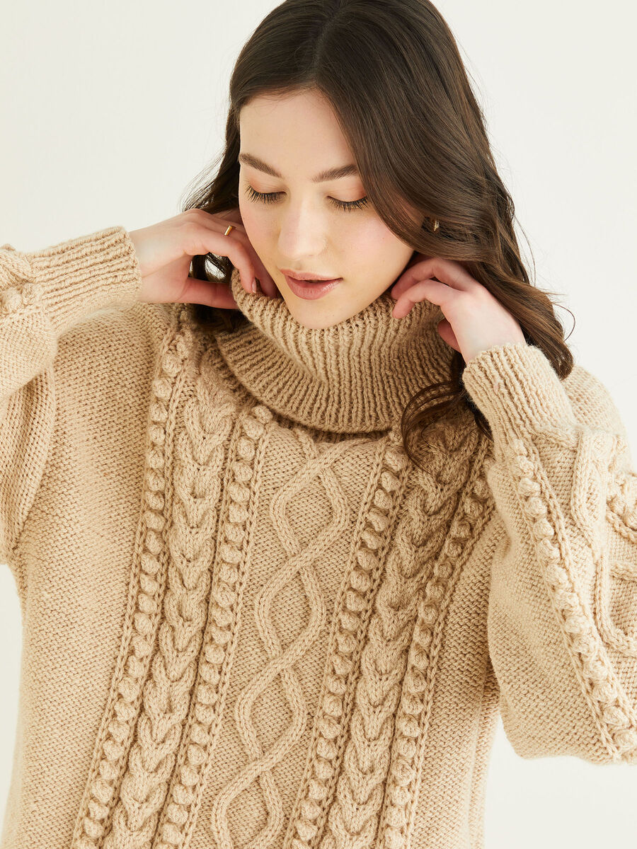 Turtleneck sweater with side slits in sale supersoft yarn