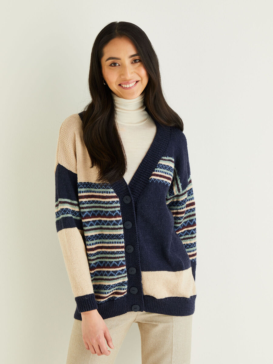 Washable-Cashmere Seamed Cardigan