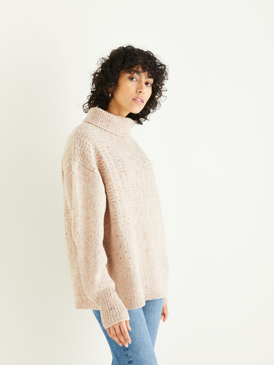 Roll Neck Slip Stitch Sweater in Sirdar Haworth Tweed DK | Sirdar